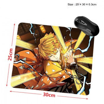 Demon Slayer anime mouse pad featuring Zenitsu lightning artwork rectangular 30 by 25 cm cloth gaming pad