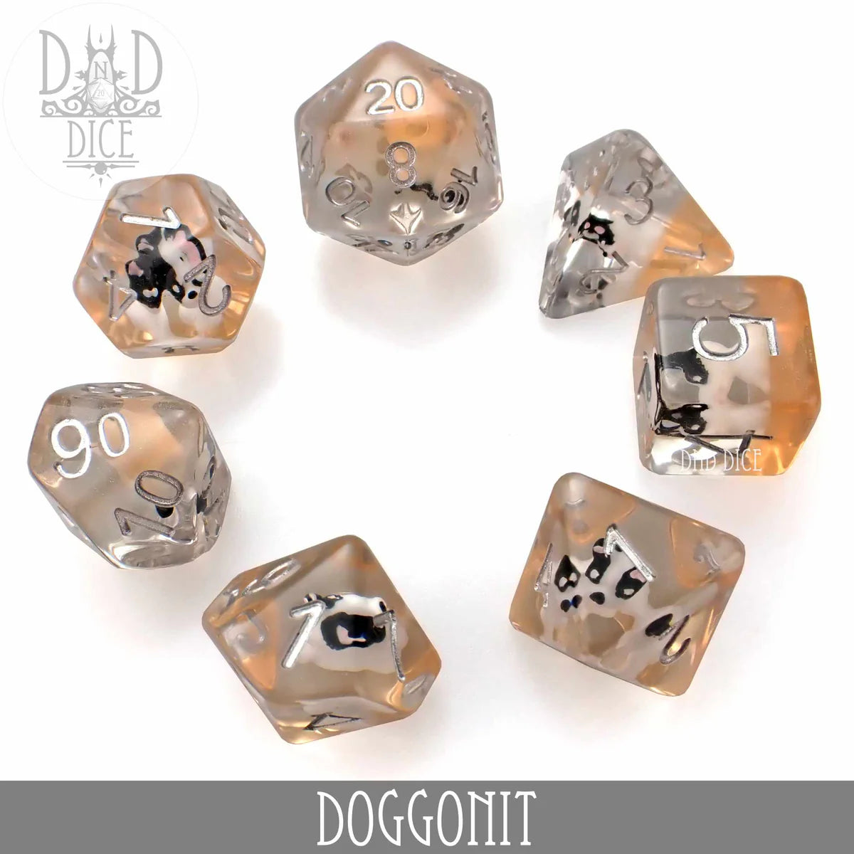 7 PC DnD Dice Set Doggonit - Resin