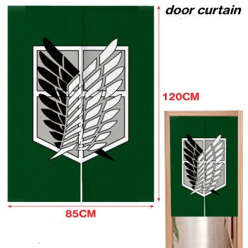 Otaku Planet Attack on Titan door curtain green split panels with Survey Corps wings emblem 85x120 cm