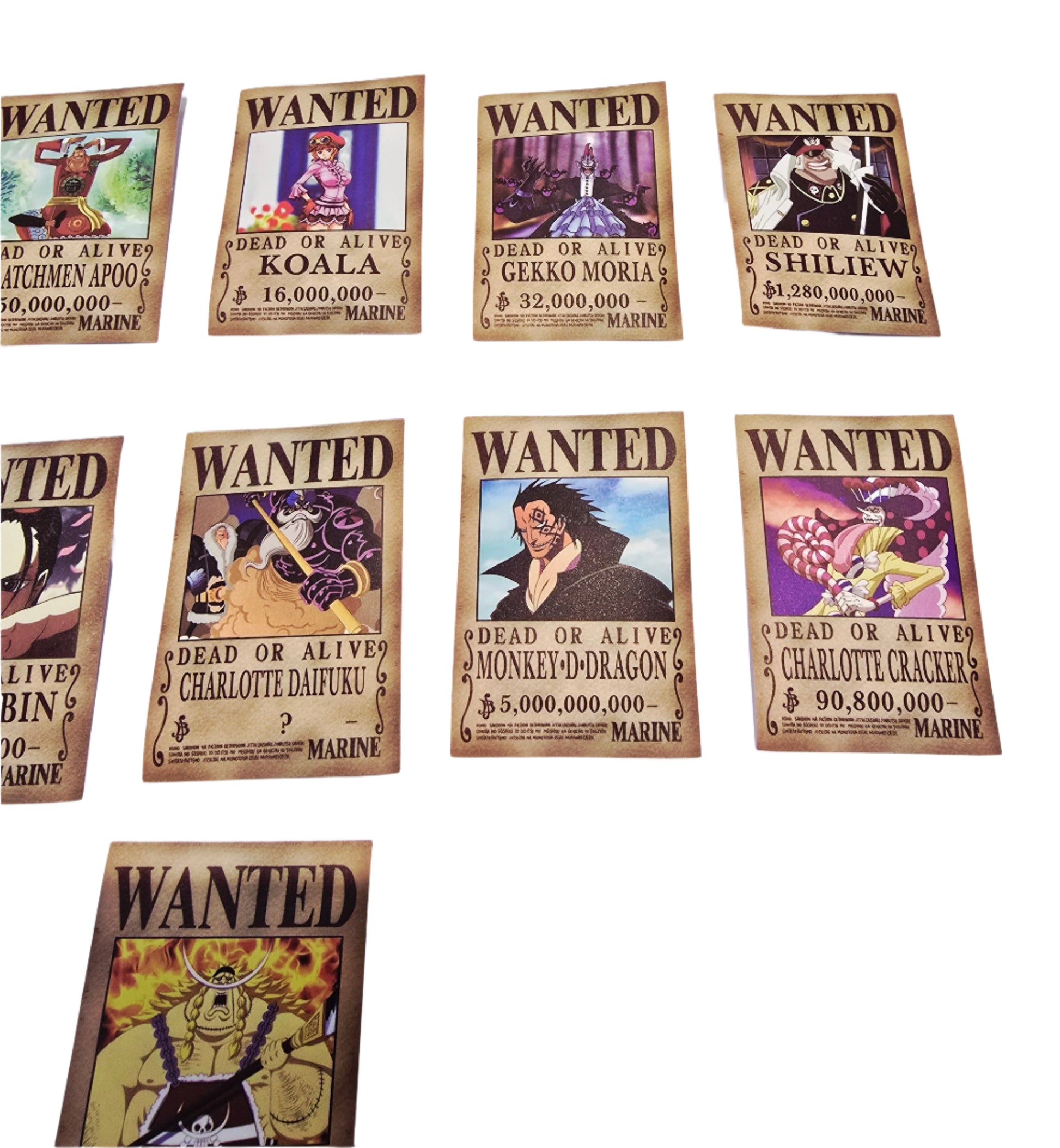 Anime wanted poster stickers featuring various characters from popular anime series by Otaku-Planet