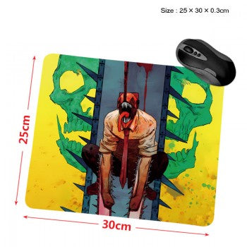 Chainsaw Man anime mouse pad with vivid chainsaw protagonist art on yellow background