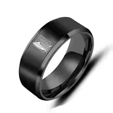 Attack on Titan stainless steel ring with a sleek black finish for anime fans