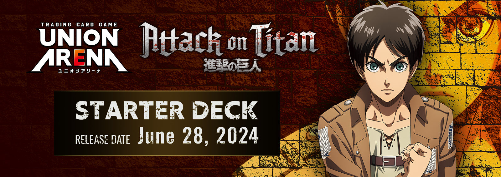 Attack on Titan trading card game Starter Deck featuring character artwork and release date June 28, 2024