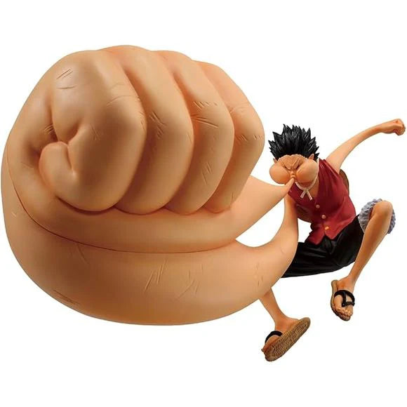 Bandai Ichibansho Masterlise Luffy figure with large extended fist and dynamic pose from anime
