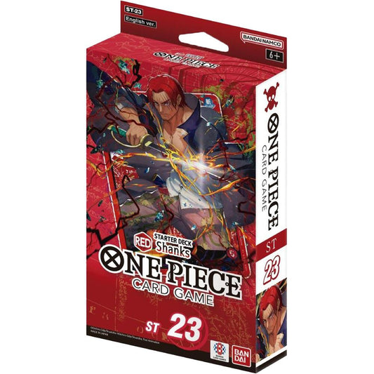 One Piece Starter Deck 23 Red Shanks trading cards by BANDAI with vibrant red packaging