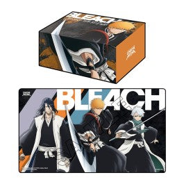 Bandai Bleach TCG accessories deck box and playmat featuring Thousand-Year Blood War merchandise design