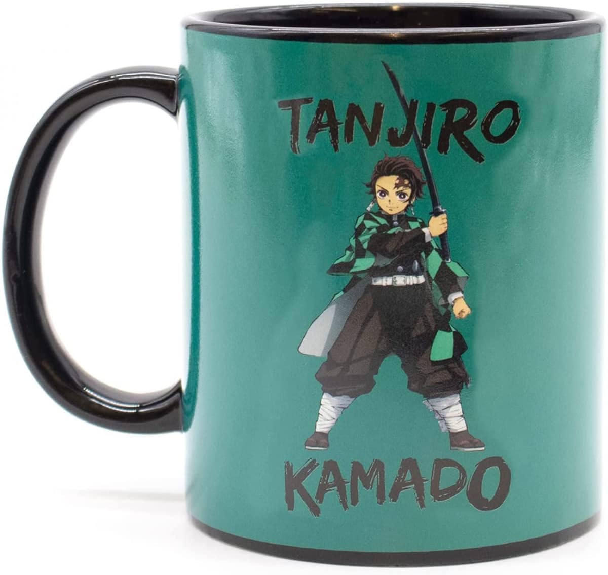 Culturefly Demon Slayer Tanjiro mug with green background and character illustration of Tanjiro Kamado