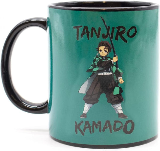 Culturefly Demon Slayer Tanjiro mug with green background and character illustration of Tanjiro Kamado