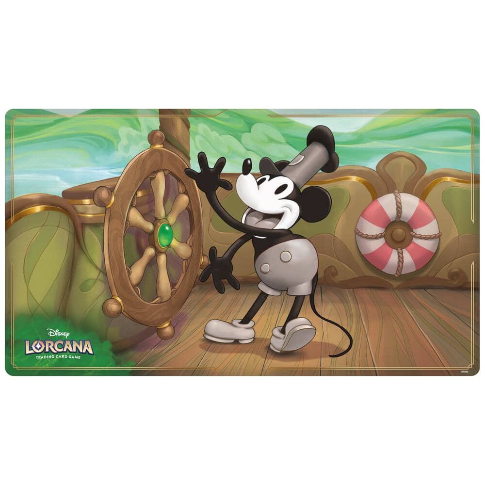 Disney Lorcana Trading Card Map featuring Mickey Mouse at the helm of a ship