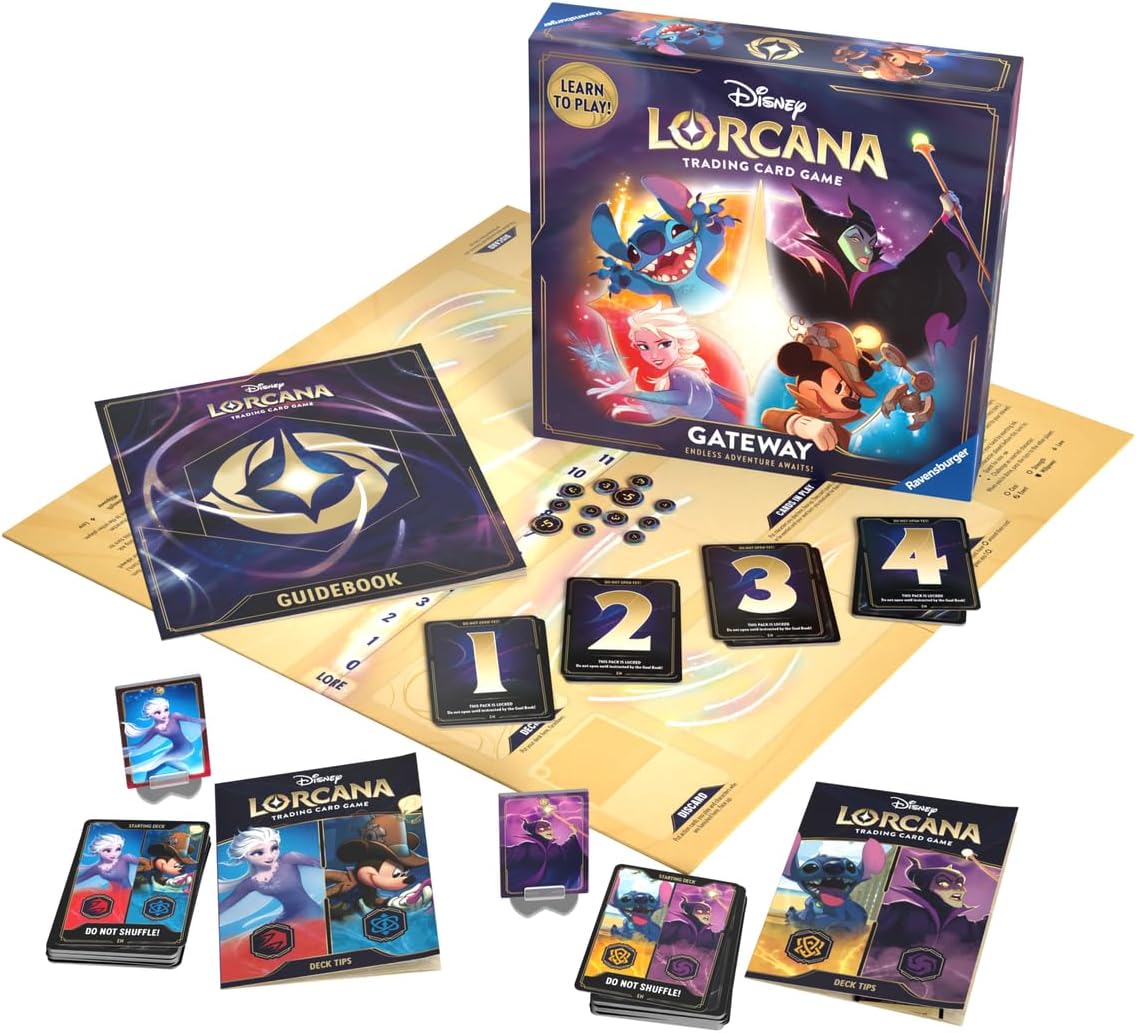 Disney Lorcana TCG Gateway set by Otaku-Planet featuring cards, guidebook, tokens, and playmat
