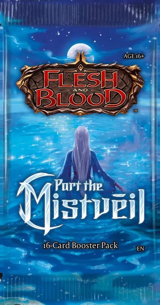 Flesh and Blood Part the Mistveil cards 16-card booster pack with mystical blue artwork
