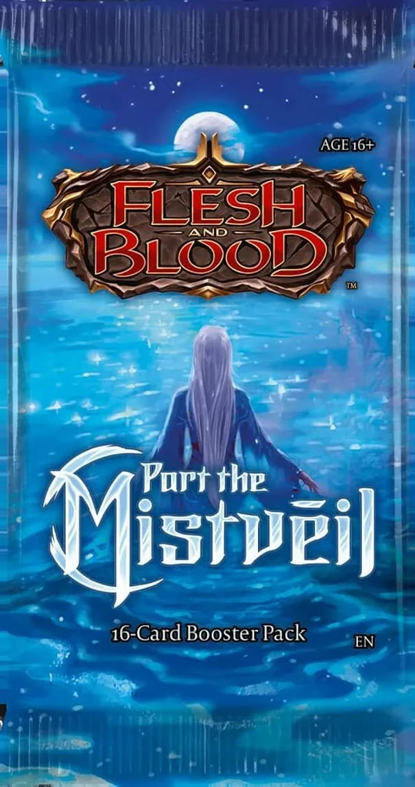 Flesh and Blood Part the Mistveil cards 16-card booster pack with mystical blue artwork