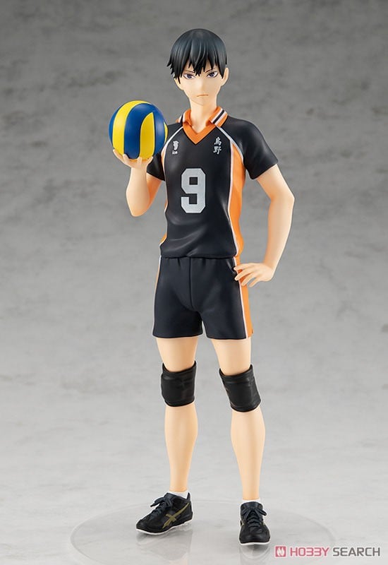Haikyuu Pop Up Parade statue of a volleyball player in black uniform holding a ball