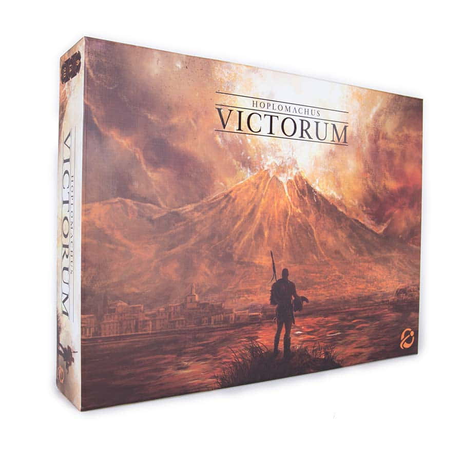 Hoplomachus Victorum board game by Chip games with ancient warrior and volcanic eruption artwork