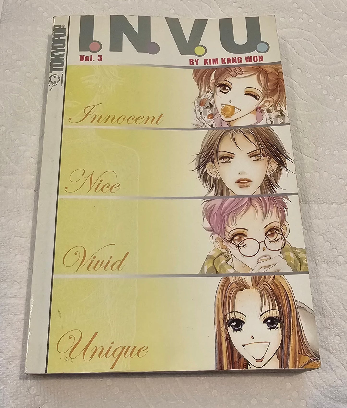 INVU Volume 3 manga featuring diverse female characters with unique styles and expressions