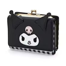 Kuromi wallet for anime fans with cute bat ears and skull design in black and white