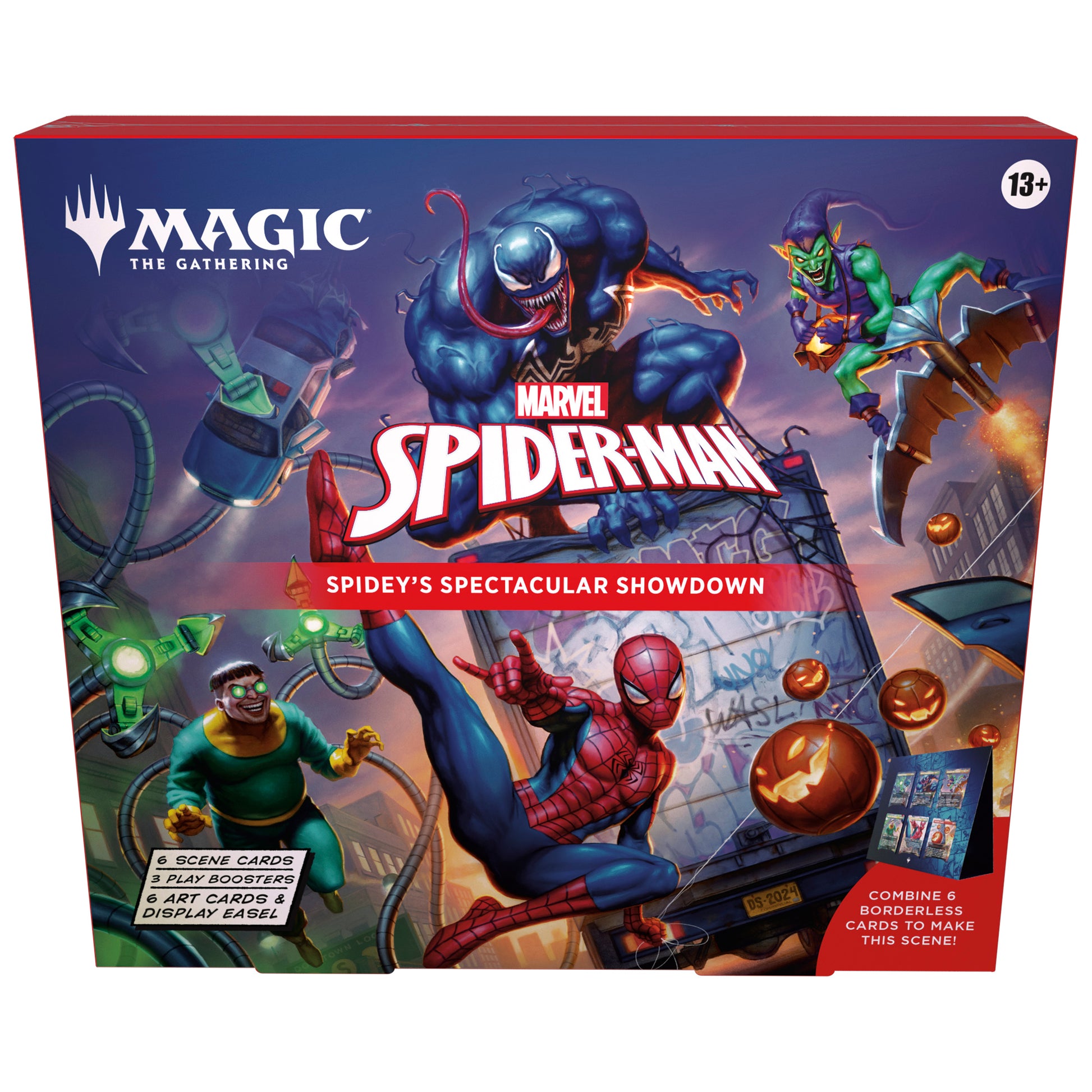 Magic the Gathering Spidey's Spectacular Showdown trading card game featuring Spider-Man and villains