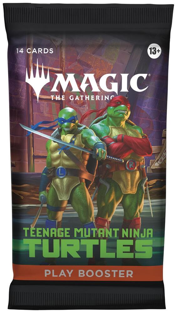 Teenage Mutant Ninja Turtles Magic the Gathering play booster featuring two turtle ninja turtles