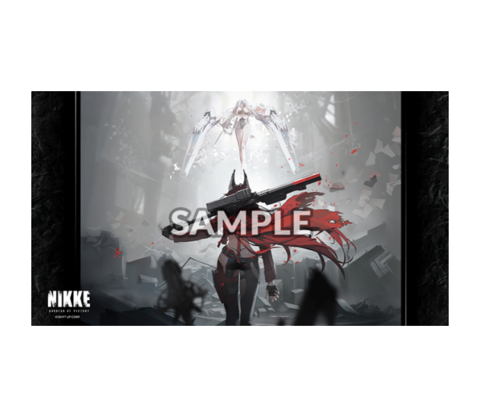 Red Ash anime playmat by Bushi Supplies featuring an anime warrior with red scarf and futuristic rifle