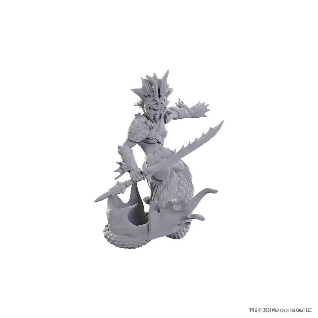 Legend Story figure of Nolzur's Marvelous Miniatures Merfolk holding a large sword in dynamic pose