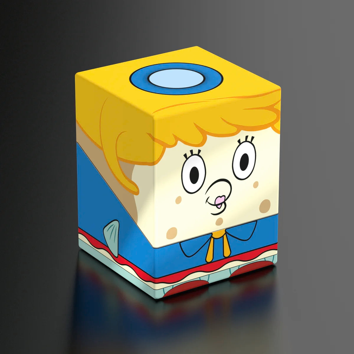Mrs. Puff deck box featuring vibrant colors and character design for card storage