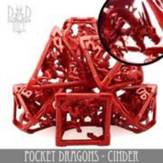 7 PC DnD Dice Set Pocket Dragons - Cinder Metal D&D