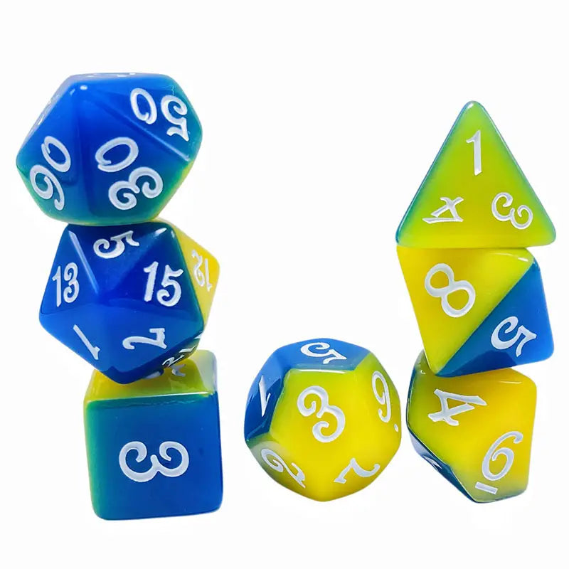 7pcs/set Mixed Two-color Polyhedral Dice Set