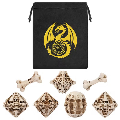 7Pc D & D Dice Set - Skull-Themed Resin Dice Set