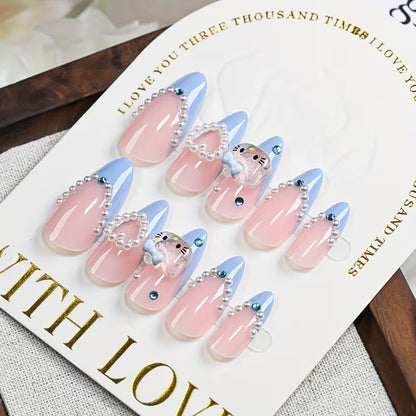 Sanrio - Hello Kitty - 24pcs Pink Press On Nails - Medium Coffin