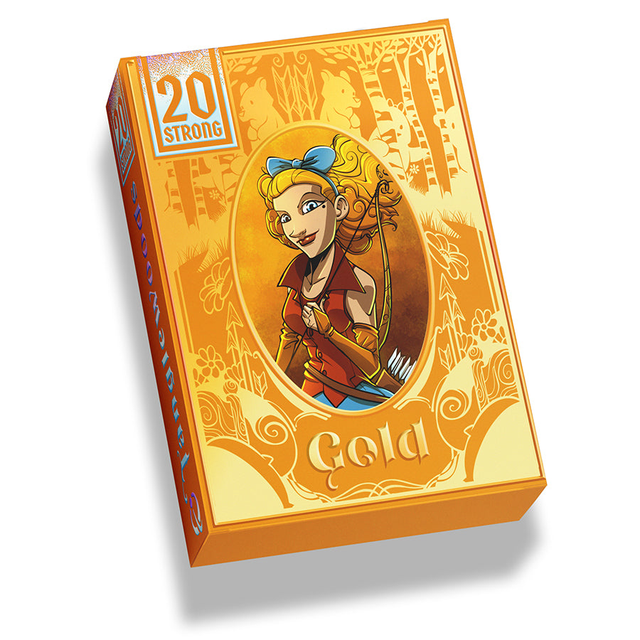 20 Strong card game expansion featuring a colorful box design with a character illustration