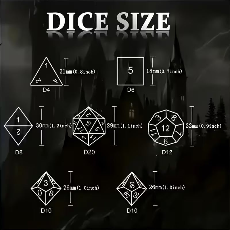 7Pc D & D Dice Set - Fantastical Hollow Polyhedral