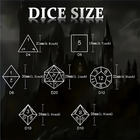 7Pc D & D Dice Set - Fantastical Hollow Polyhedral