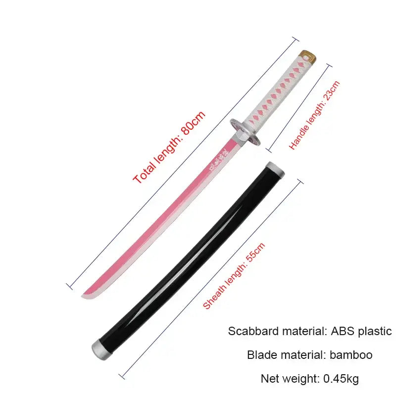 80cm/31.5" Tsuyuri Kanao Katana Anime Demon Slayer Sword Toy Sword Cosplay Weapon Props with Belt and Sword Holder