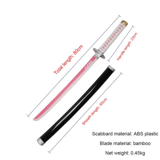 80cm/31.5" Tsuyuri Kanao Katana Anime Demon Slayer Sword Toy Sword Cosplay Weapon Props with Belt and Sword Holder