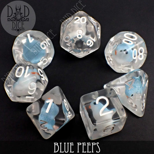 7  PC DnD Dice Set Blue Peeps