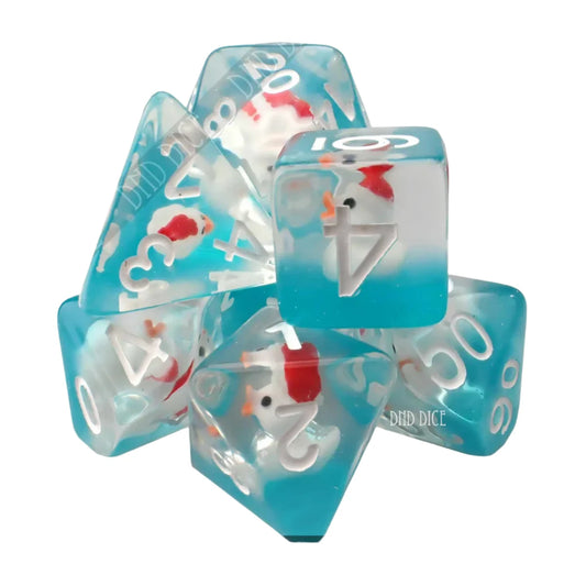 7  PC DnD Dice Set Duck The Halls Blue