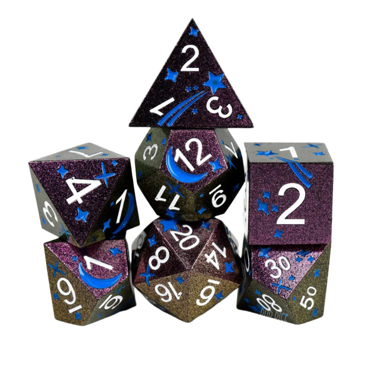 7 PC DnD Dice Set Neutron Star  - Metal D&D