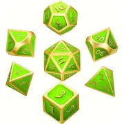 7 PC DnD Dice Set Green - Metal D&D