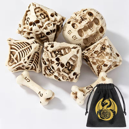 7Pc D & D Dice Set - Skull-Themed Resin Dice Set