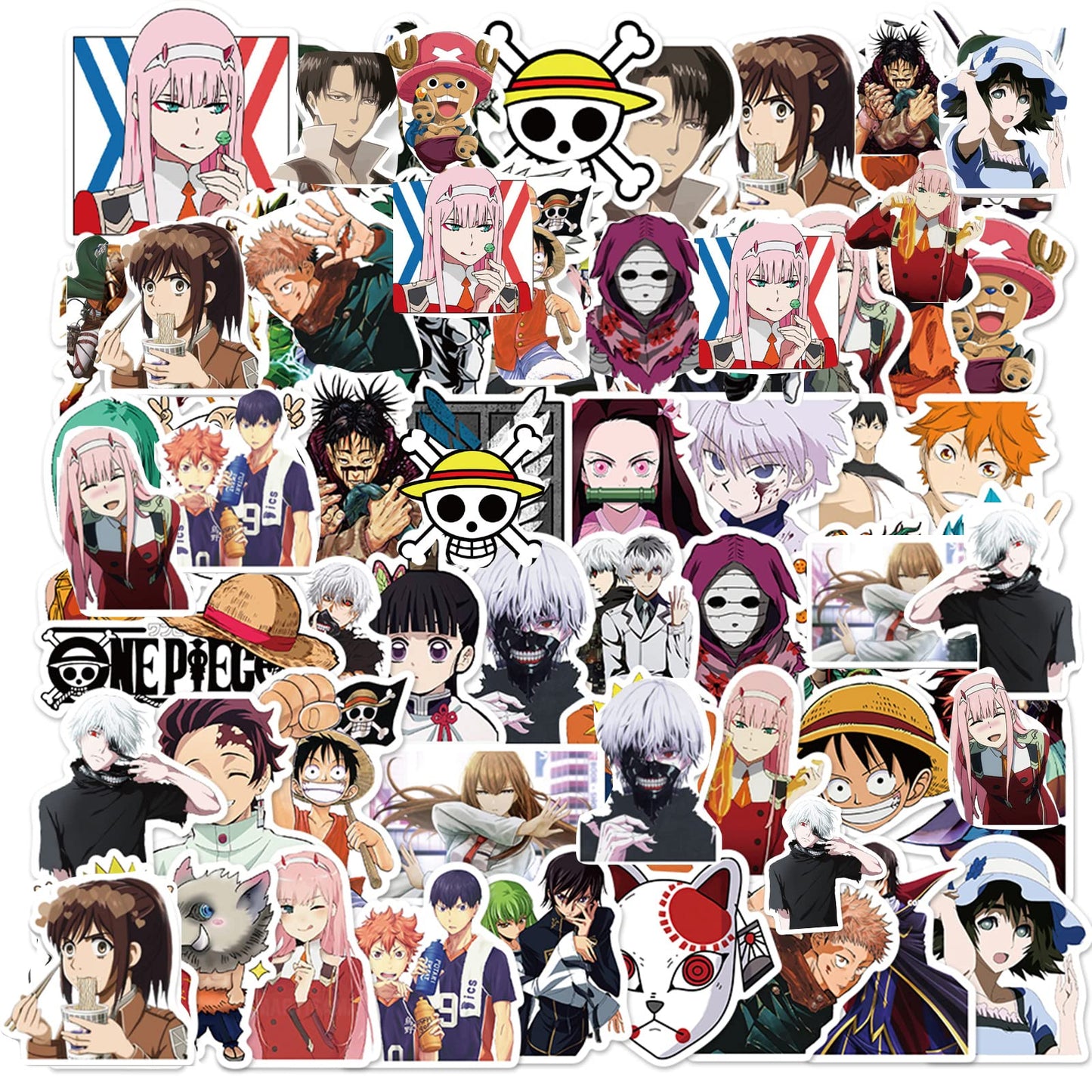 Otaku-Planet anime mystery sticker pack featuring popular characters and symbols from various anime series