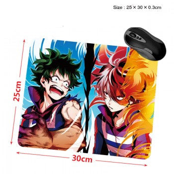 Unbranded My Hero Academia mouse pad split character design featuring Izuku Midoriya and Shoto Todoroki vibrant 30 x 25 cm