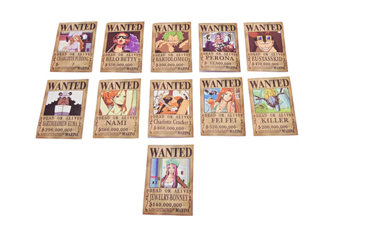 Otaku-Planet anime wanted poster stickers featuring various characters with bounty amounts