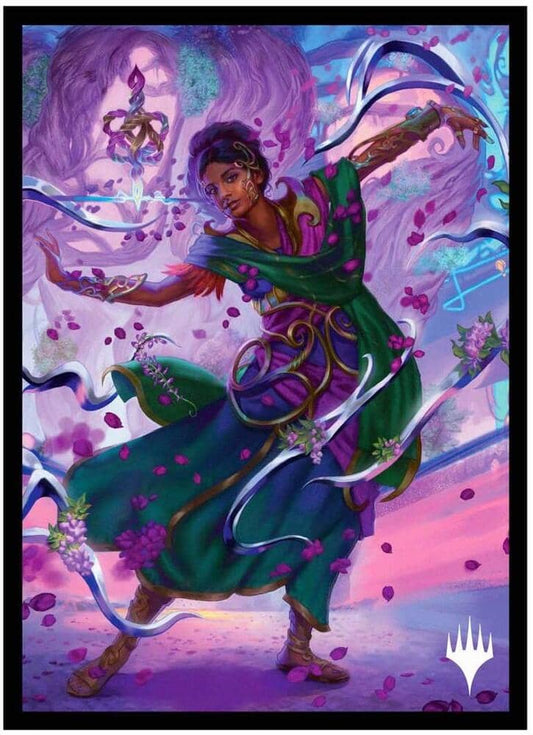 Avishkar Living Legacy card sleeves featuring vibrant artwork of a graceful character surrounded by colorful elements