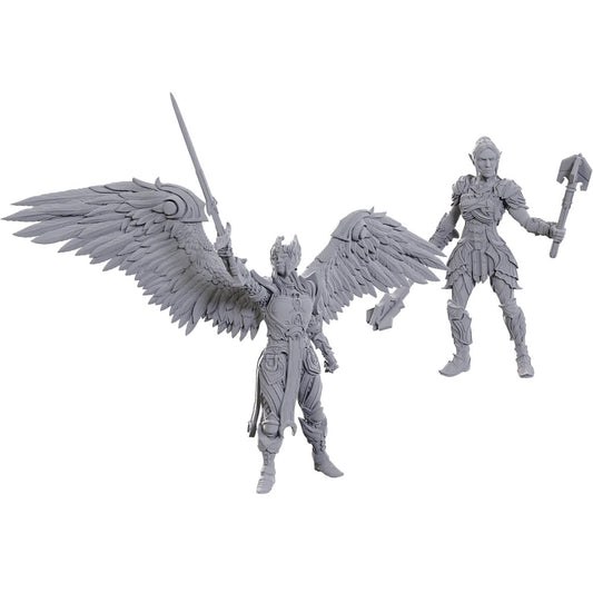 Wizkids D&D Aylin and Minthara unpainted miniatures featuring detailed fantasy warrior figures