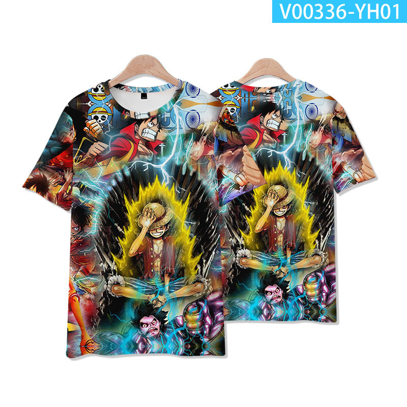 One Piece Anime T-Shirt Luffy Blue