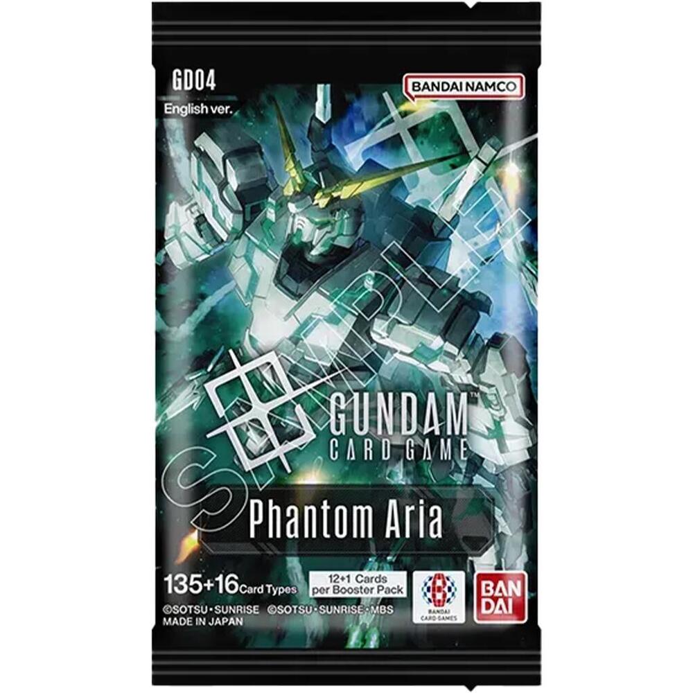 BANDAI Gundam Phantom Aria Trading Cards Booster Pack with 135 cards and vibrant artwork