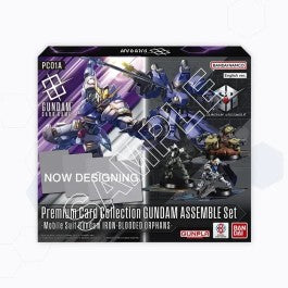 BANDAI Premium Card Collection Gundam Assemble Set featuring gundam tcg with detailed figures and artwork