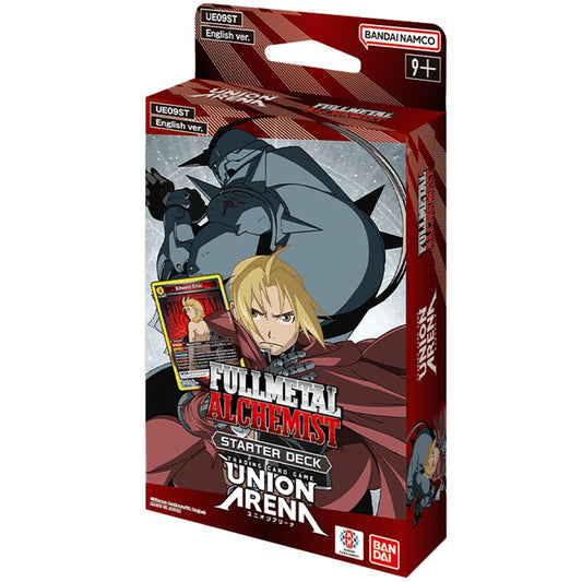 Union Arena Fullmetal Alchemist trading card starter deck box showing Edward and Alphonse art and Bandai Namco logo