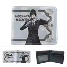 Black Butler anime wallet featuring a stylish design with Sebastian Michaelis artwork and multiple compartments