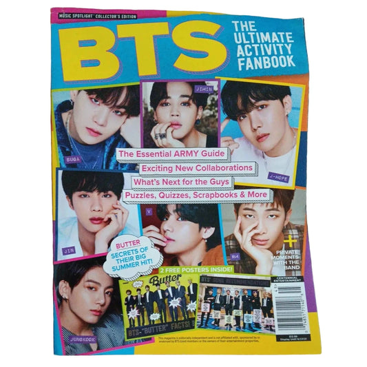 BTS Ultimate Activity Fanbook Collector's Edition featuring puzzles, quizzes, and fan insights
